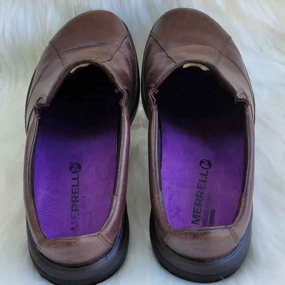 Merrell Leather Bracken Brown Slide Mules Loafers  Air Cushion Insole Wo… - Picture 2 of 9
